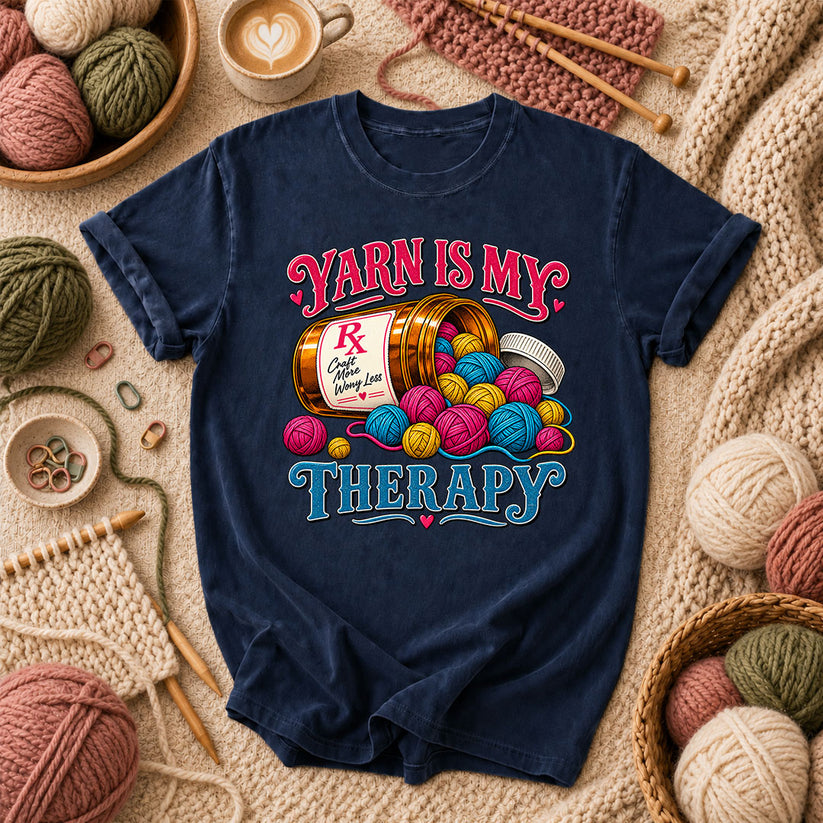 Yarn Is My Therapy T-Shirt - Navy