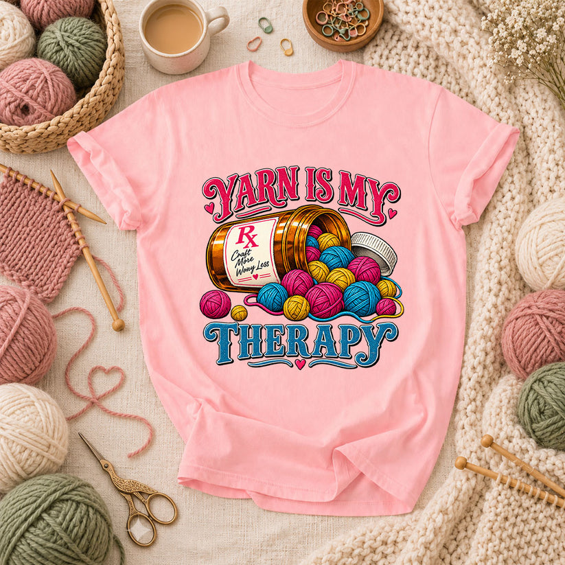 Yarn Is My Therapy T-Shirt - Pink