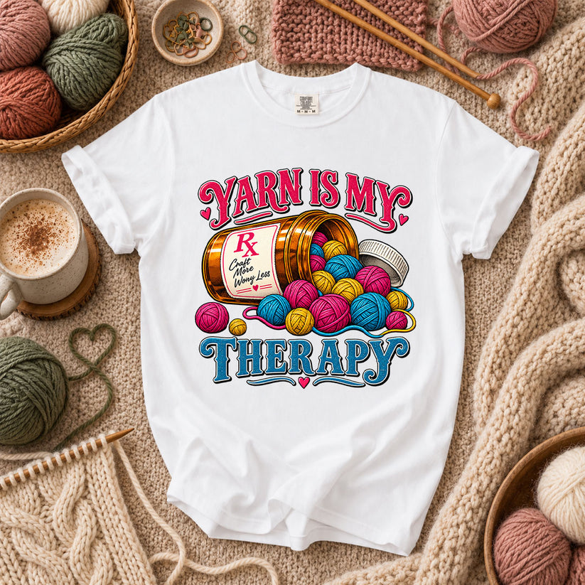 Yarn Is My Therapy T-Shirt - White