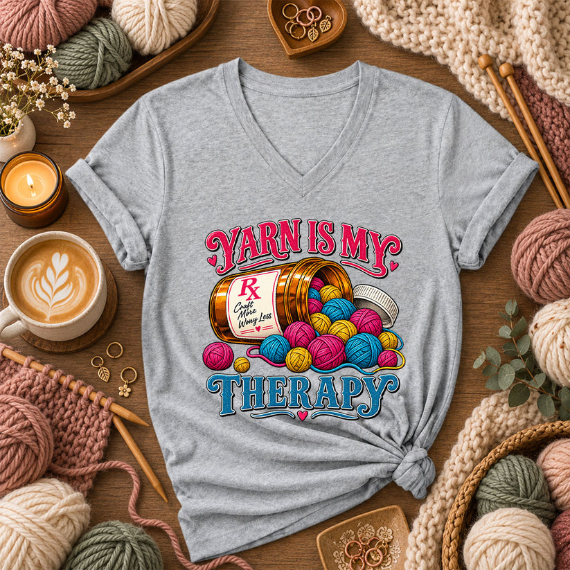 Yarn Is My Therapy Women's V-Neck - Athletic Heather