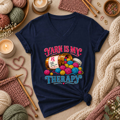 Yarn Is My Therapy Women's V-Neck - Navy