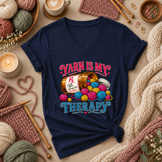 Yarn Is My Therapy Women's V-Neck - Navy