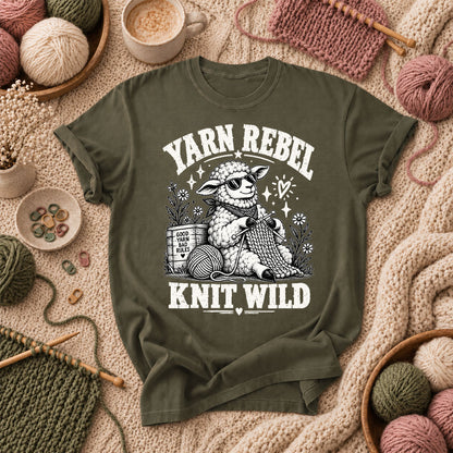 Yarn Rebel Knit Wild T-Shirt - Military Green