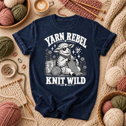 Yarn Rebel Knit Wild T-Shirt - Navy