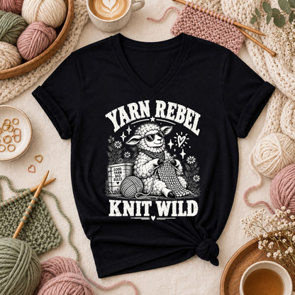 Yarn Rebel Knit Wild Women's V-Neck - Black