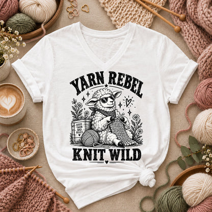 Yarn Rebel Knit Wild Women's V-Neck - White