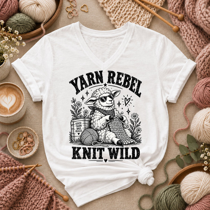 Yarn Rebel Knit Wild Women's V-Neck - White