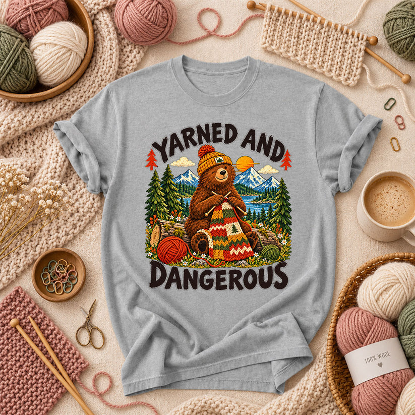 Yarned And Dangerous Bear T-Shirt - Athletic Heather