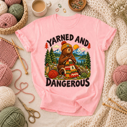 Yarned And Dangerous Bear T-Shirt - Pink