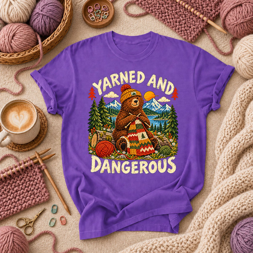 Yarned And Dangerous Bear T-Shirt - Purple