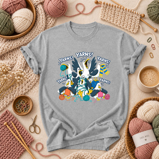 Yarns! Seagulls Stealing Yarn T-Shirt - Athletic Heather