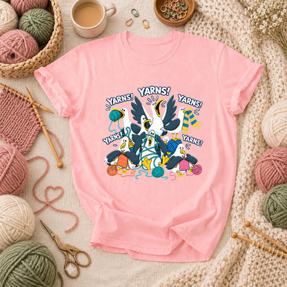 Yarns! Seagulls Stealing Yarn T-Shirt - Pink