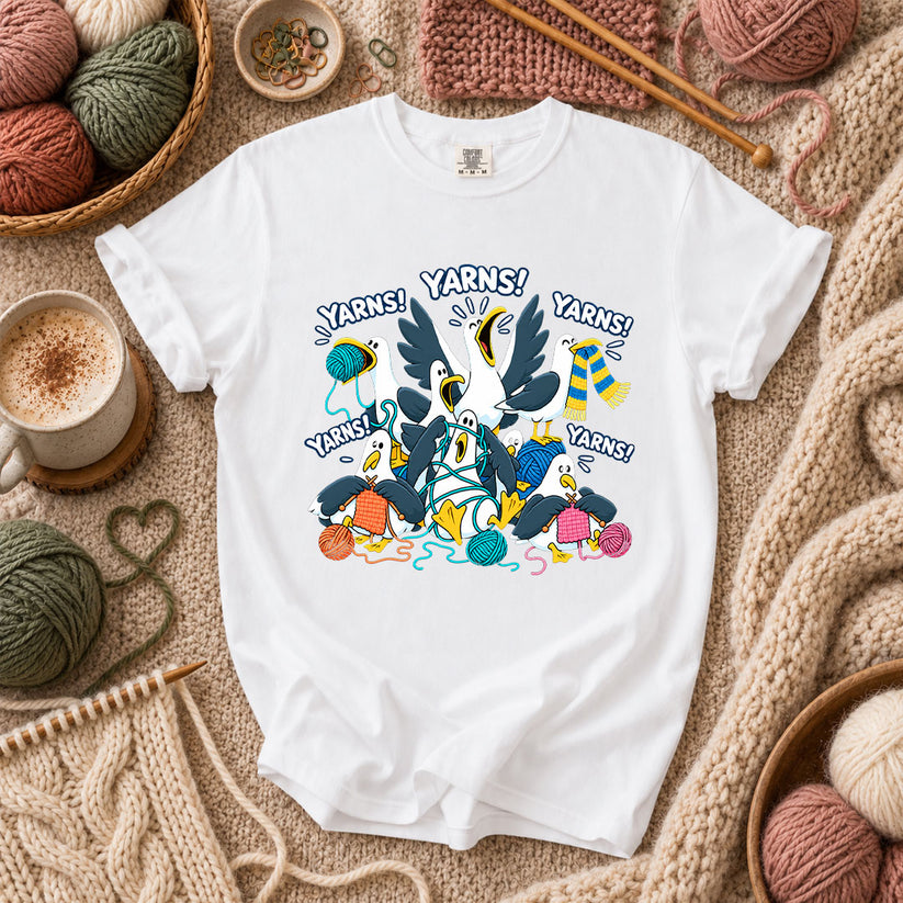 Yarns! Seagulls Stealing Yarn T-Shirt - White