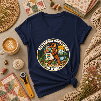 Yes I Bought More Fabric So What Bigfoot Women's V-Neck - Navy