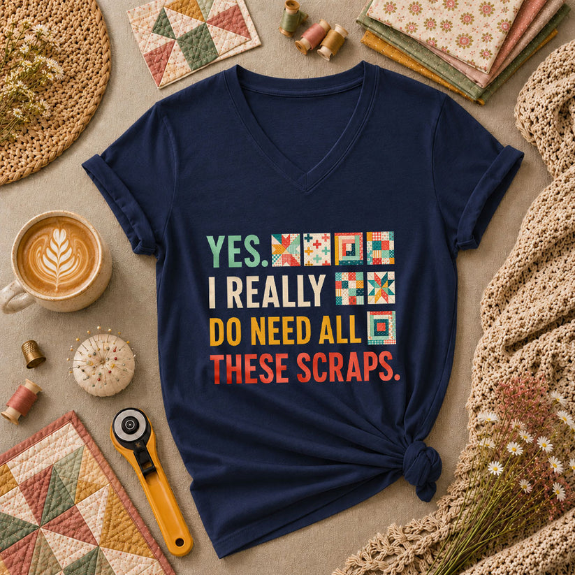 Yes I Really Do Need All These Scraps Women's V-Neck - Navy