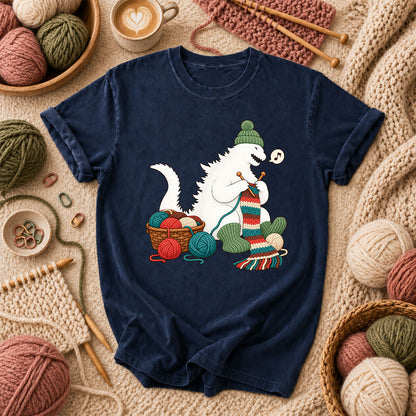 Yeti Knitting A Cozy Scarf T-Shirt