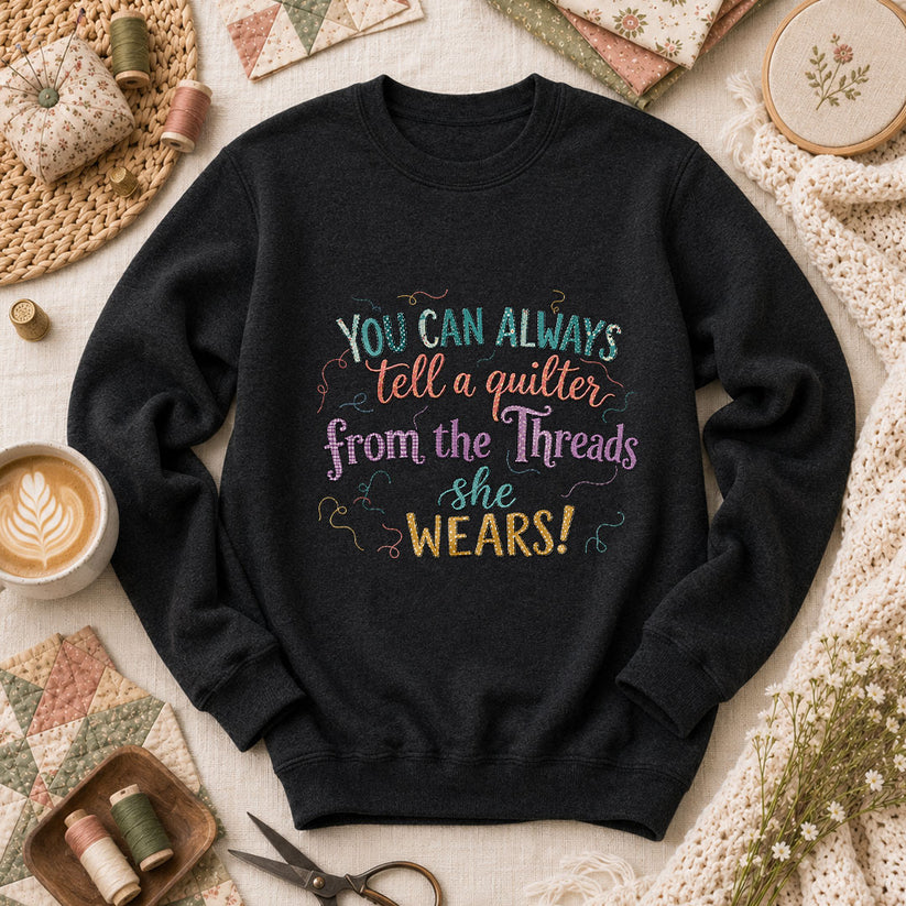 You Can Always Tell A Quilter From The Threads She Wears Long Sleeve - Black