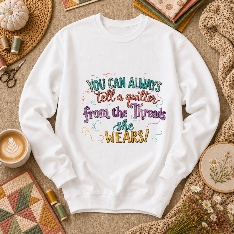 You Can Always Tell A Quilter From The Threads She Wears Long Sleeve - White