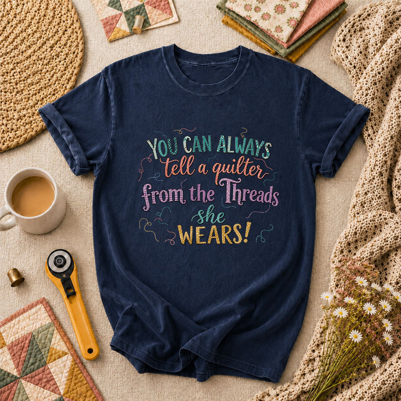 You Can Always Tell A Quilter From The Threads She Wears T-Shirt - Navy