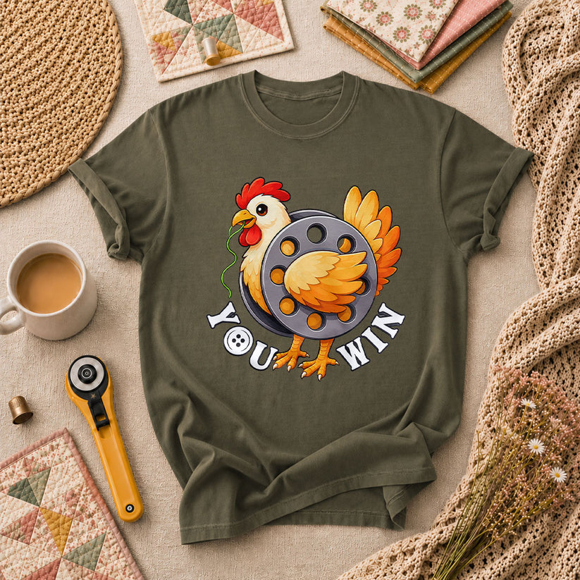 You Win Chicken Bobbin Funny Quilter T-Shirt - Military Green