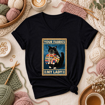 Your Fabrics My Lady Black Cat Women's V-Neck - Black